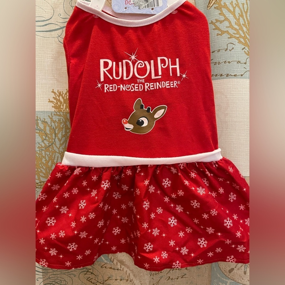 NWT Rudolph The Red‎ Nosed Reindeer Dog Christmas Dress Costume In Size Med,